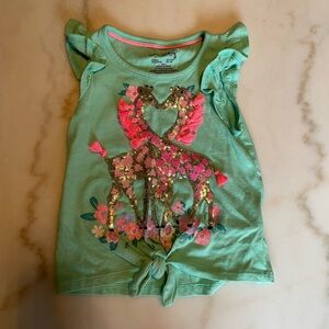 🌸 4/$15 Cynthia Rowley Aqua Sequin Giraffe Tie-Front Tank